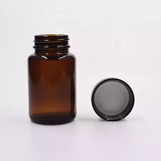Capsula per integratore alimentare in bottiglia di vetro ambrato da 100 ml per medicinali